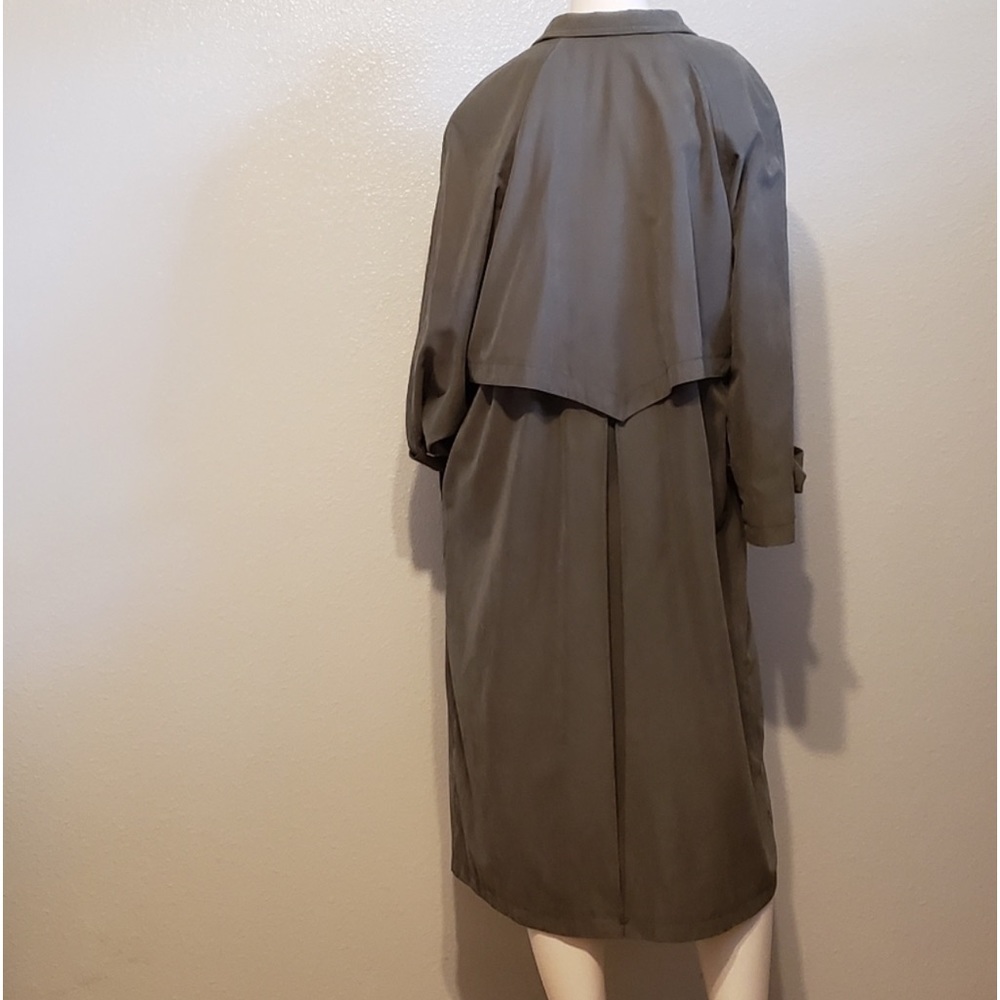 Fleet Street Olive Green Overcoat Trench Coat Long Jacket, Vintage 80’s 90’s - Picture 12 of 13